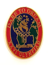 1996 Atlanta Olympics DARE TO DREAM XXVI OLYMPIAD Oval Hat Lapel Pin