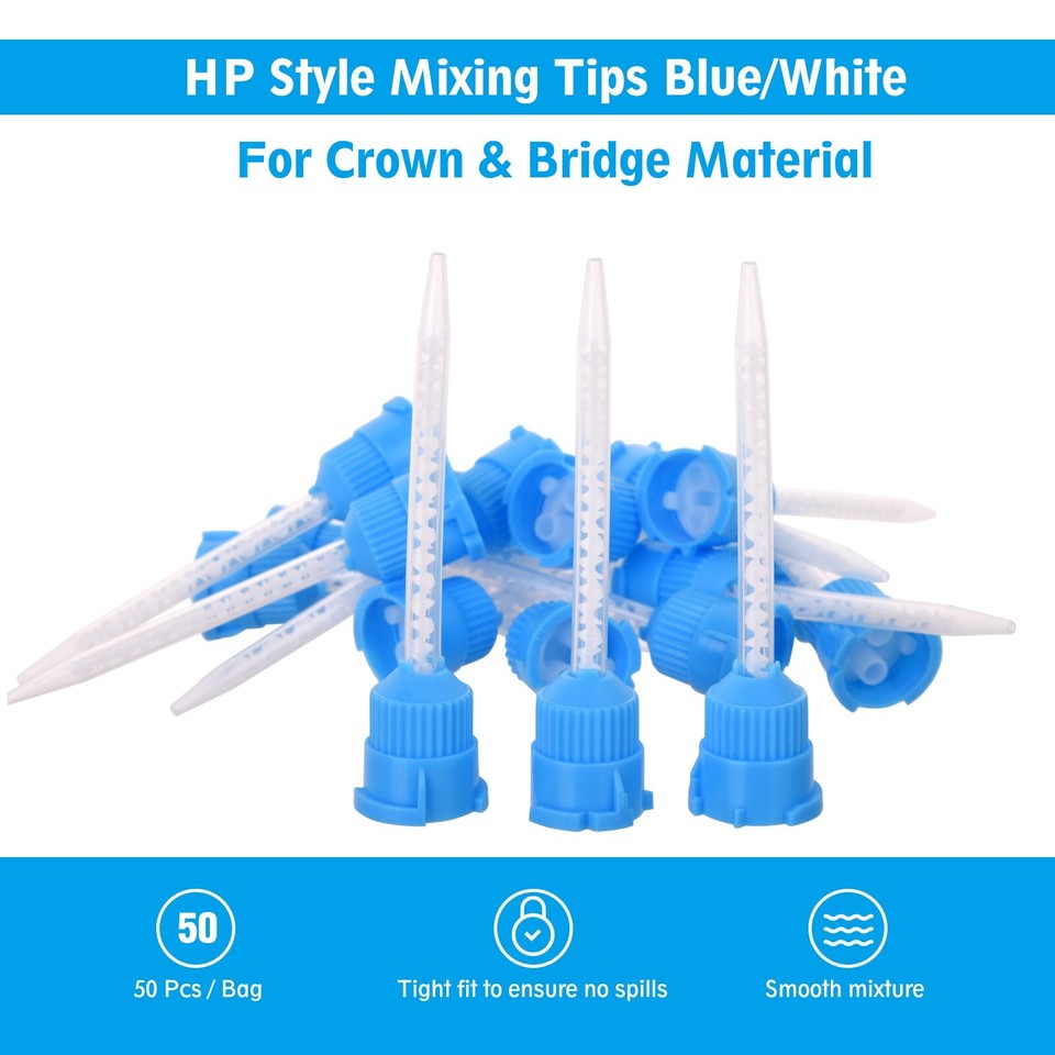 Dental Mixing Tips Impression Temporary C&B Material Blue/White Long 50 ...