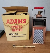 Vintage Adams Sports Heater Made in USA Propane with Wood Handle Gets Hot!