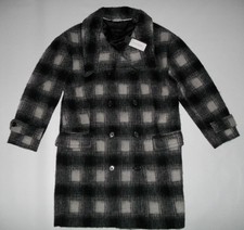 BANANA REPUBLIC Gray Plaid WOOL Long WINTER Dress COAT Womens Size XS   $348 NEW