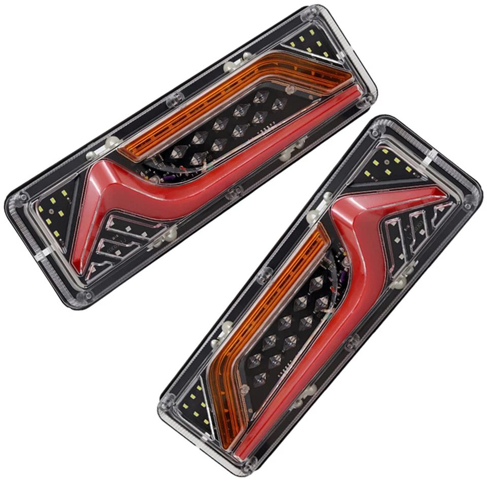 Luces de freno traseras LED dinámicas para camión 2 piezas 12/24 V intermitentes Foto 3 de 4