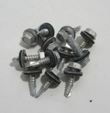 100 LOT 10 x 3/4 Hex Head Self Tapping Tek Screws with Rubber Washer