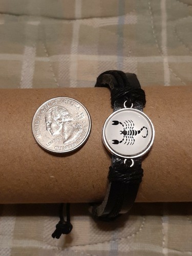Unisex Astrology Constellation Zodiac Sign Horoscope Leather Bracelet SCORPIO- - Picture 2 of 5