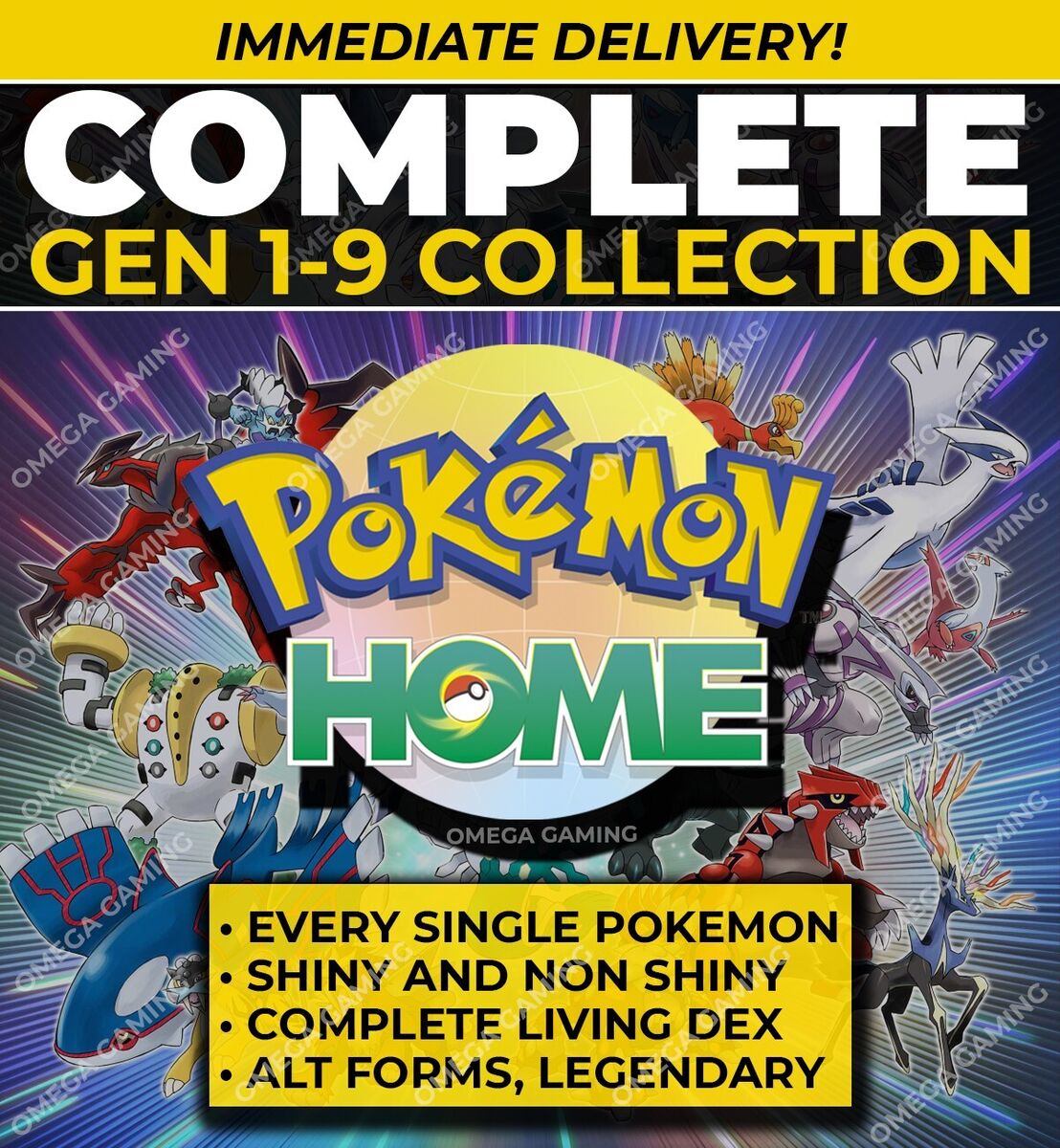 Pokemon Home COMPLETE Gen 1-9 Dex, Shiny + Non Shiny Living Pokedex, All  Forms