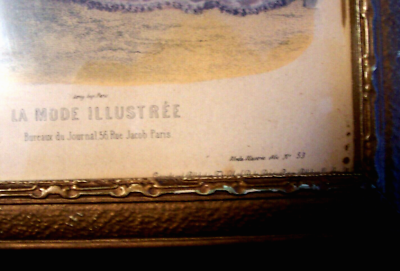 1862 La Mode Illustree Paris Fashion Print #53 Original Frame USA