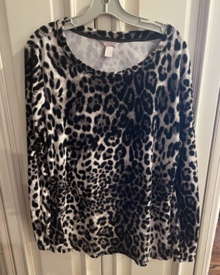 White Stag Velour Leopard Spots 2XL (20) Pullover Top
