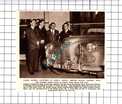 Stirling Moss Leslie Johnson Rootes Cutts Humber Super Snipe Car - 1952 Steckling