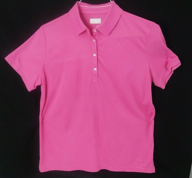 Lady Hagen Women Size L Golf Top Pink Neon Bright Short Sleeve Button