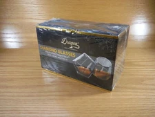 Handcrafted Dragon Glassware Diamond Glasses 10 OZ 300 ML Set of 2 NIB!