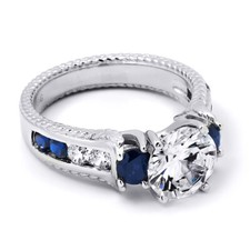 Womens 2.00 CT Carat Engagement Ring Vintage Bridal Blue Cubic Zirconia Size 5-9
