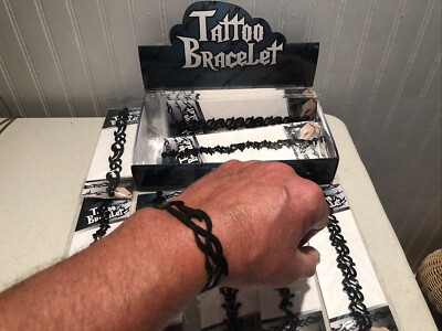 24 Pcs Tattoo Bracelet Silicone Rubber Wholesale Lot Display Included Body Ink
