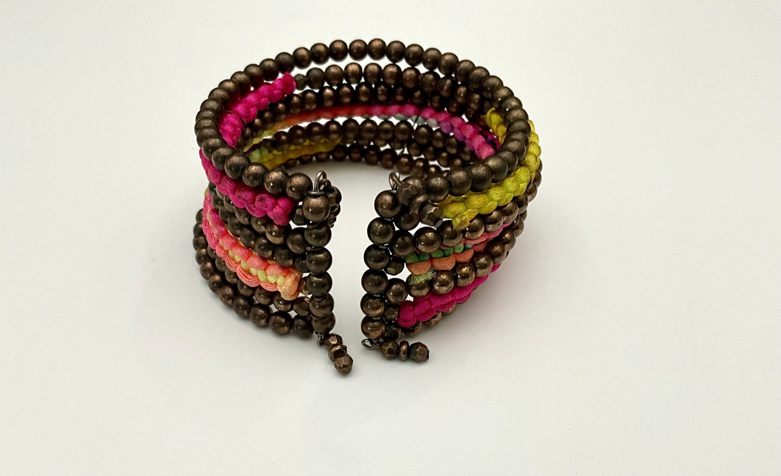 Memory Wire Bangle Cuff Bracelet Multilayered Bea… - image 2