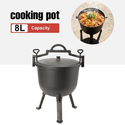 Gusseisen-Kessel Feuertopf Feuerkessel Oven Set-Eingebrannter Oven 8L Schwarz