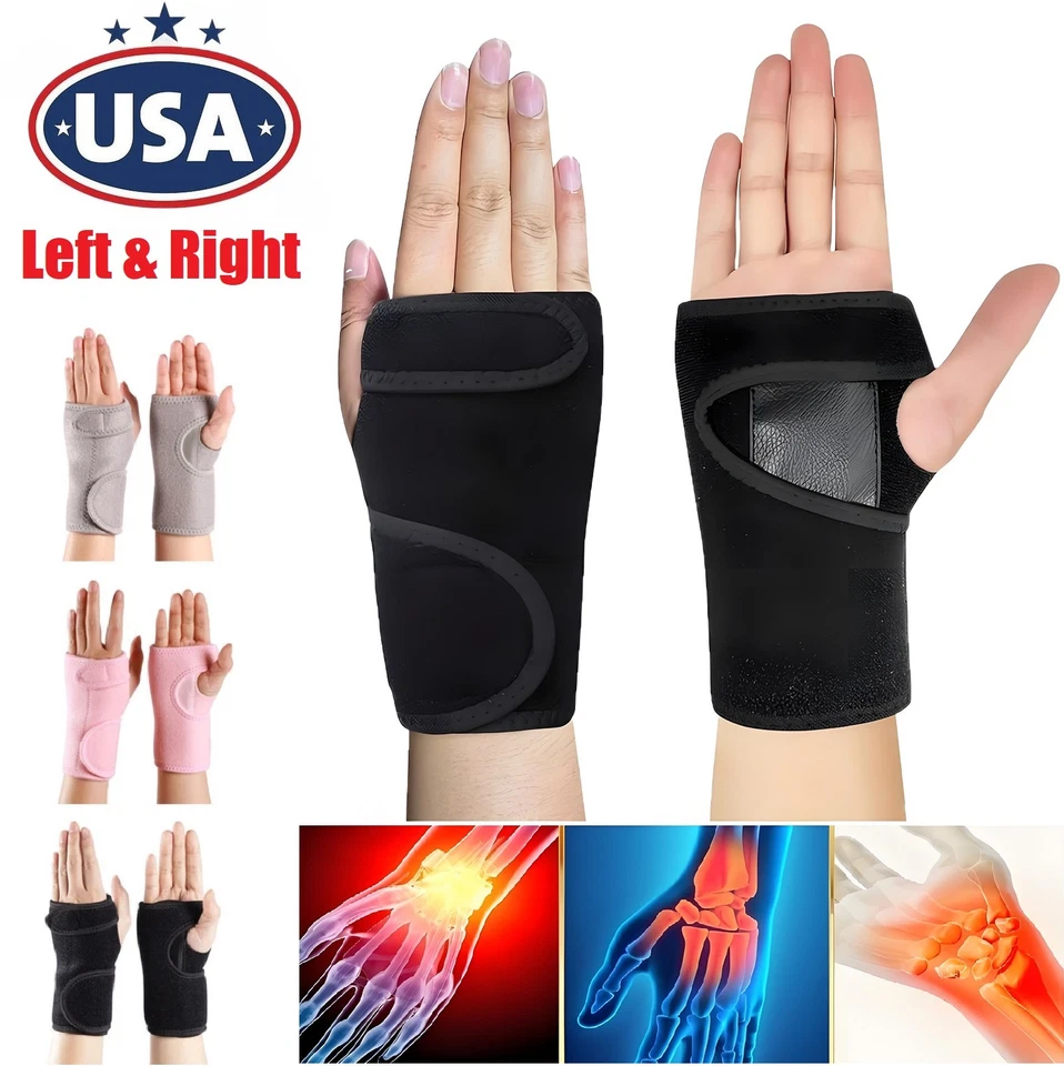 2x Braçadeira de pulso suporte túnel do carpo entorse artrite academia tala esquerda direita - Imagem 3 de 4