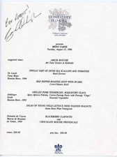 Ernas Elderberry House Menu Chef Signed Oakhurst California 1996 Relais Chateaux