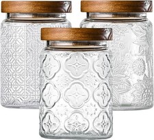 3-Pack 24oz Glass Jar With Airtight Lid,Kitchen Canisters For Countertop,Coffee