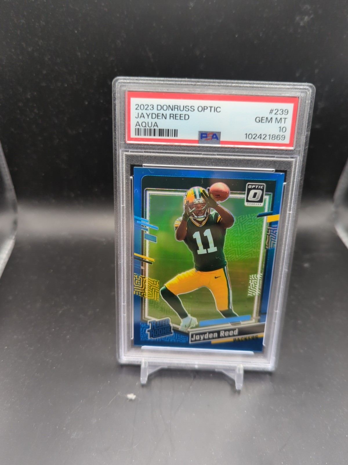 2023 Panini Donruss Optic - Rated Rookie Jayden Reed #239 Aqua Prizm /299 (RC)