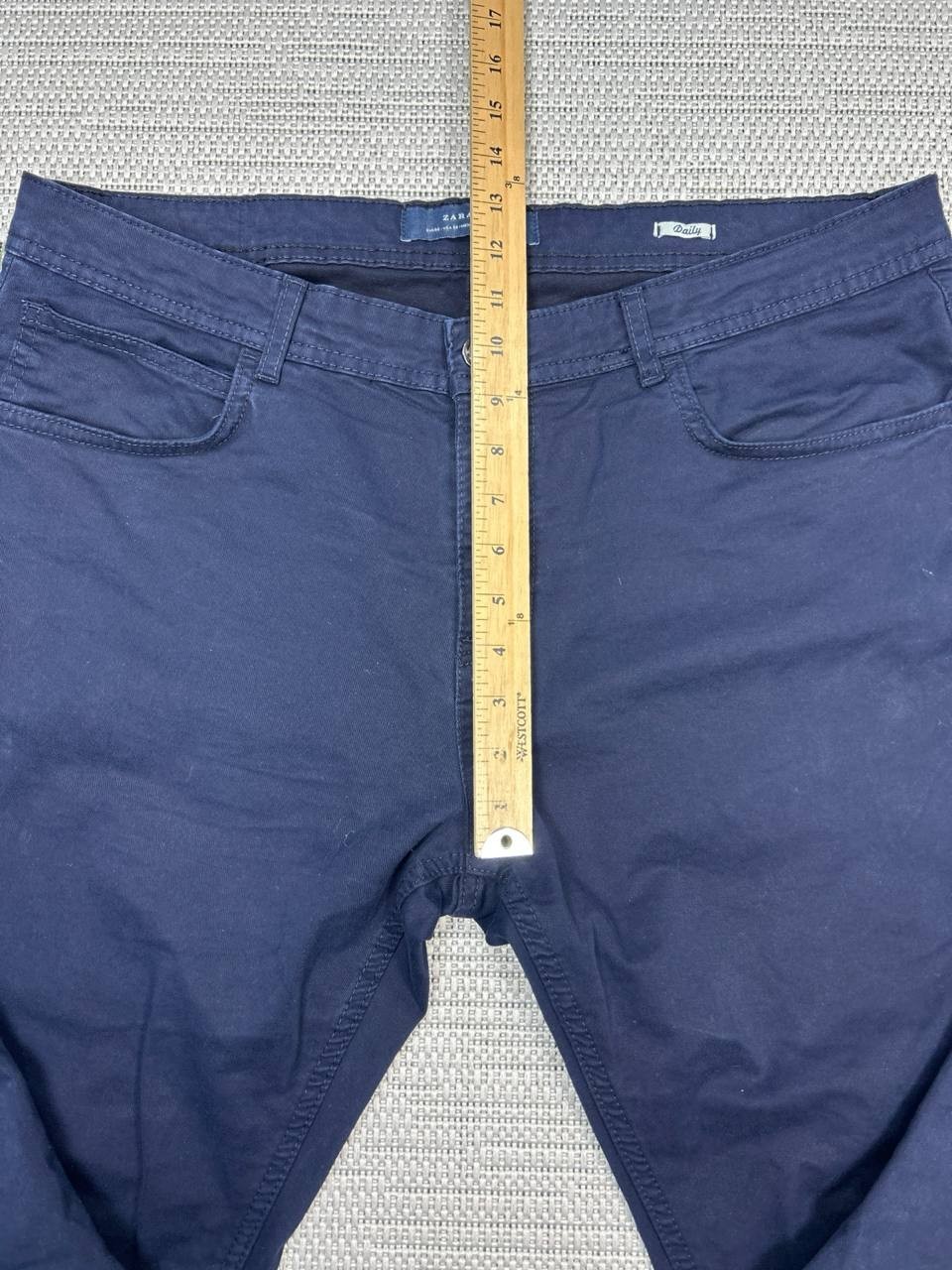 Zara Daily Ankle Pants Mens 36 Blue Canvas Cotton Stretch Mid Rise Tapered Leg thumbnail 5