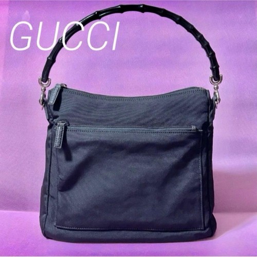 GUCCI Pre-Owned Nylon Shoulder Bag Handbag Bamboo
