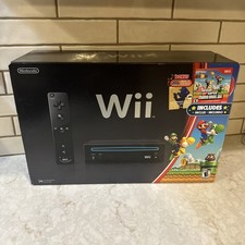 Nintendo Wii New Super Mario Bros Bundle Edition Black Console with Box CIB