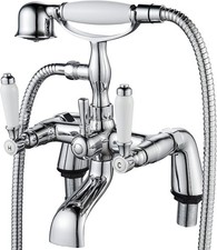 Victorian Bath Shower Mixer Taps Chrome Dual Lever 1/4 Turn Traditional