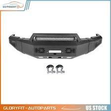 Front Heavy Steel Bumper W/ Winch Plate Led Light For 10-18 Dodge Ram 2500 3500
