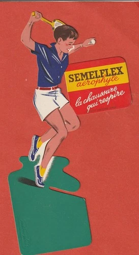 ADVERTISING CARDBOARD - SEMELFLEX - THE SHOE THAT BREATHES - TENNIS PLAYER