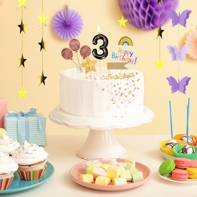 32 years old Black and yellow arc 3D birthday candles for cake decoration.