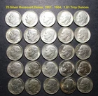25 Silver Roosevelt Dime Coin Lot 1961-1964 Many Uncirculated 1.81 Troy Ounces