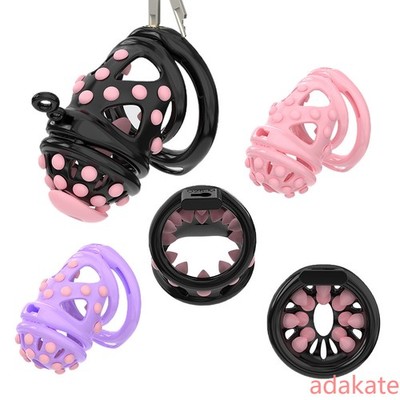 Male Chastity Cage Device with Soft Nails Tube Sound with 6 Rings CB Lock Belt