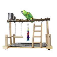 Bird Playground,Parrots Play Gym,Parakeet Play Stand with Prickly Ash Wood Pe...