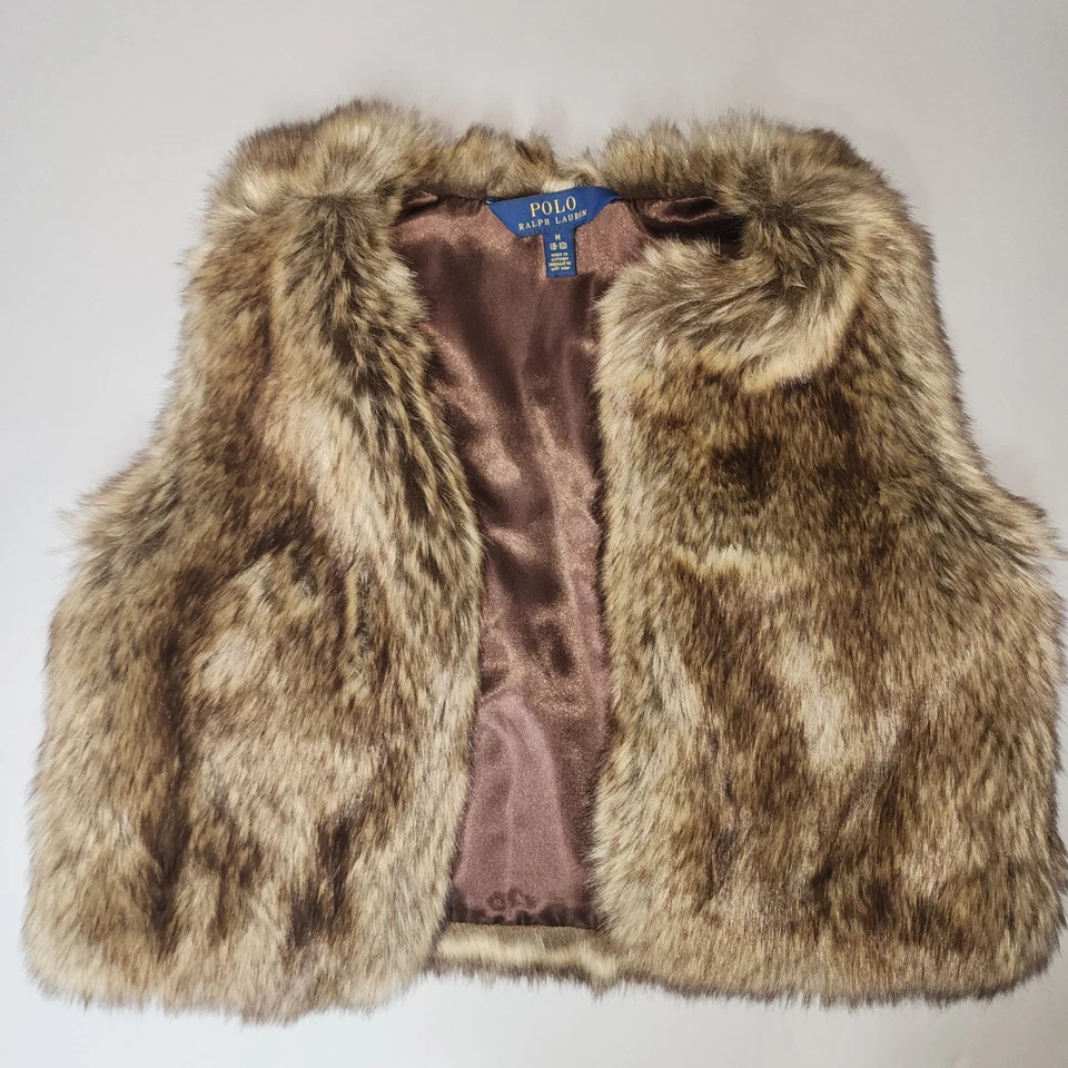 Chaleco Polo Ralph Lauren para mujer de piel sintética marrón recortado talla M (8-10) Foto 3 de 4