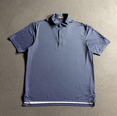 Peter Millar Summer Comfort Men s Large Blue Polka Dot Golf Polo Shirt