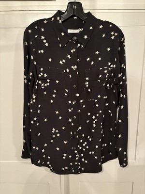 EQUIPMENT Starry Night Star Print 100% Silk Button Down Shirt Blouse M Medium