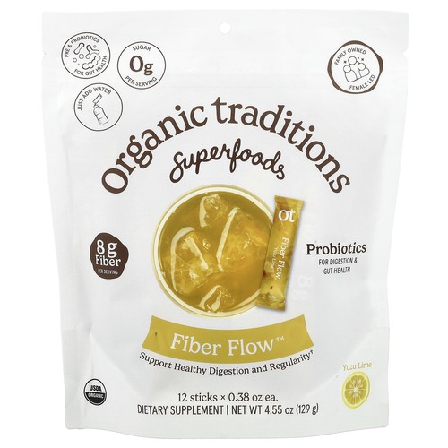 Fiber Flow™, Yuzu Lime, 12 Sticks, 0.38 oz (10.75 g) Each
