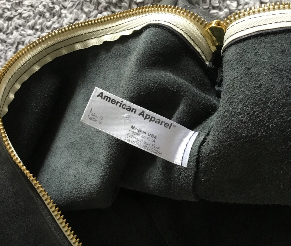 American Apparel Large Leather Carry-All Pouch in DISTRESSED GRAY 15"X 12" - Image 3 of 4