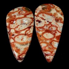 Paire de jaspe en peau de léopard 100 % naturelle cabine poire 11 x 22 x 4 mm...