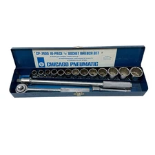 Vintage Chicago Pneumatic CP-7400 16- piece Socket Wrench Set Made in Japan