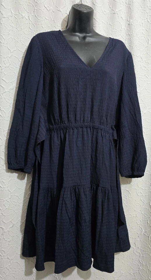 Vestido Tommy Hilfiger Azul Marino en Niveles - Talla 10 - Vestidos para Mujer Manga 3/4 Cuello en V Foto 2 de 4