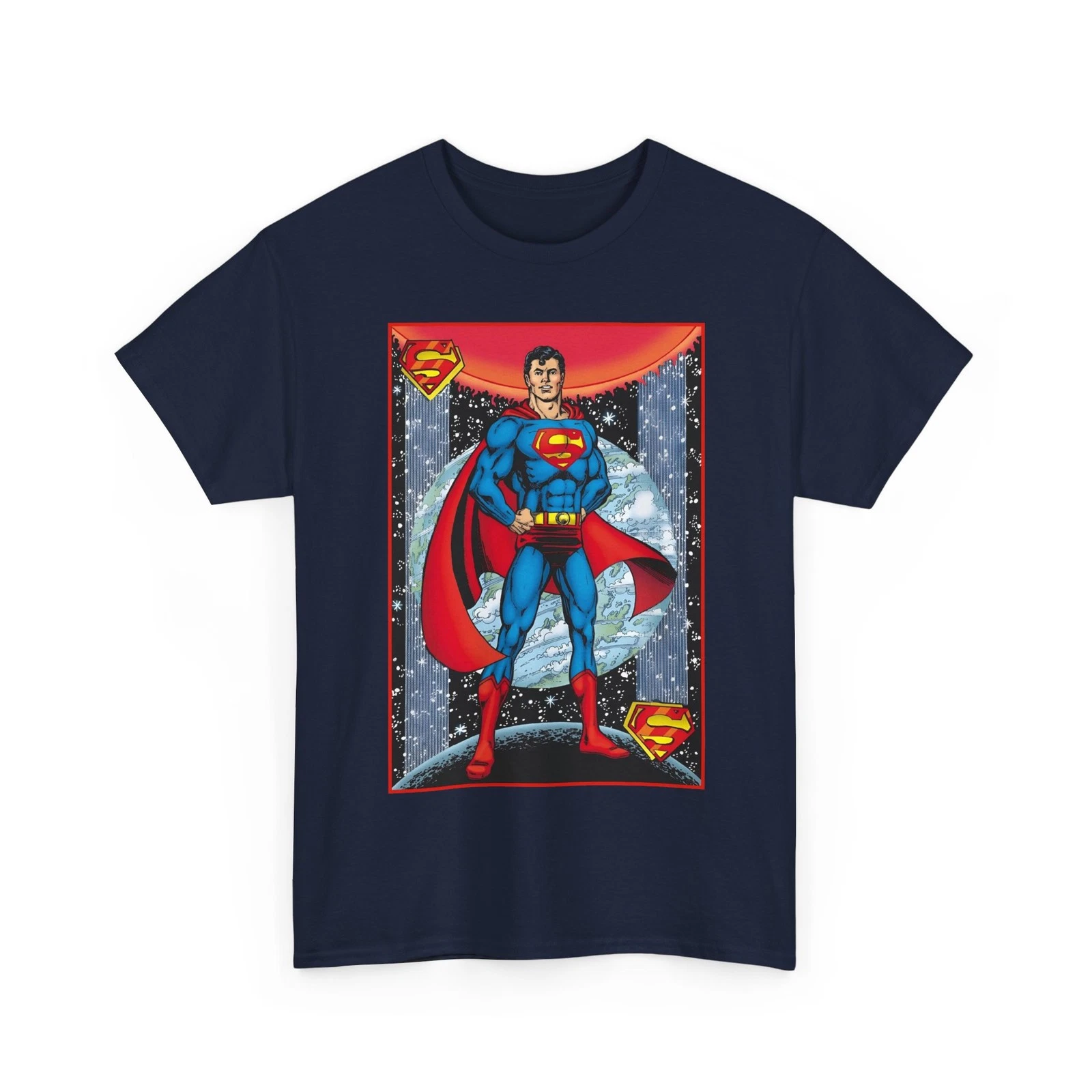 Superman T-Shirt - George Perez Justice League Postcard Art - DC Comics - 1980s