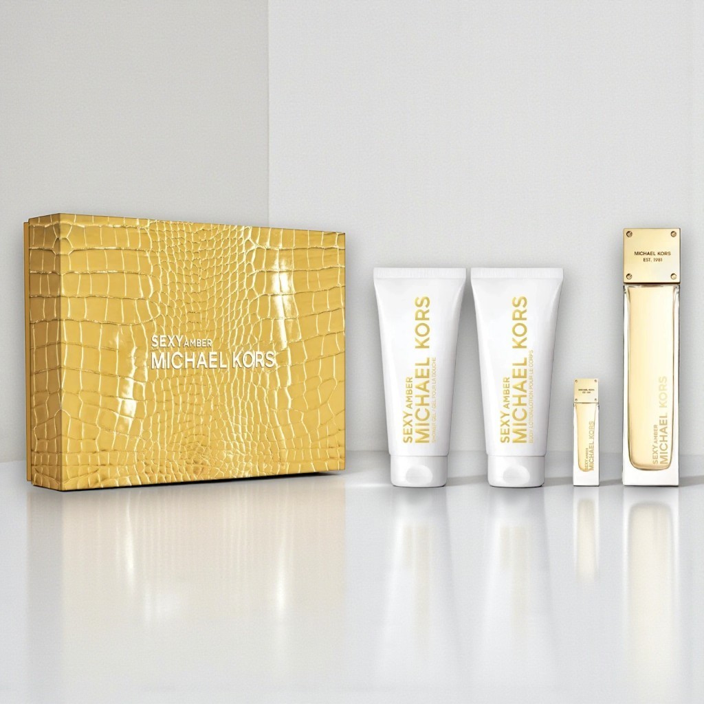 Sexy Amber by Michael Kors 4 Pcs Set for Women 34 oz EDP SprayTravelLotGel 15890₽