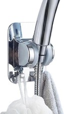 Shower Head Holder with Hooks, Self Adhesive Handheld Shower Head Holder for
