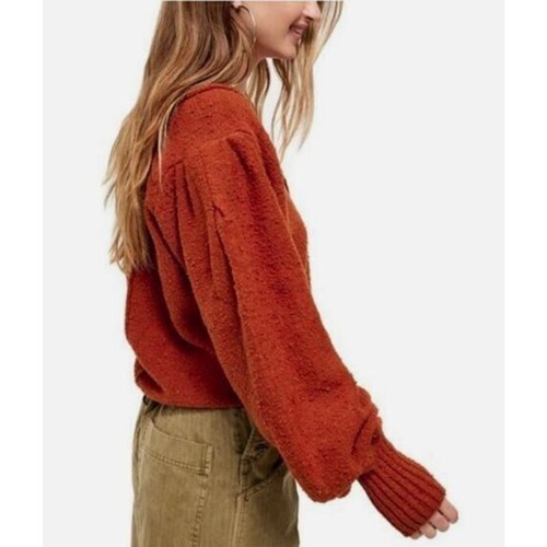 Free People Women's Reverie V-Neck Sweater in Burnt Butter XSmall MSRP $108 - Picture 3 of 5