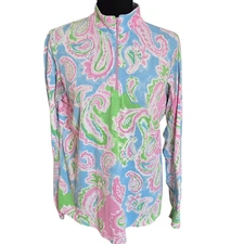 Gottex Lifestyle Womens Catalina UPF 50+ 1/4 Zip Athletic Top Multicolor Large
