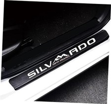 MAXDOOL 4Pcs Car Door Sill Protector Reflective 4D Carbon Fiber Sticker white