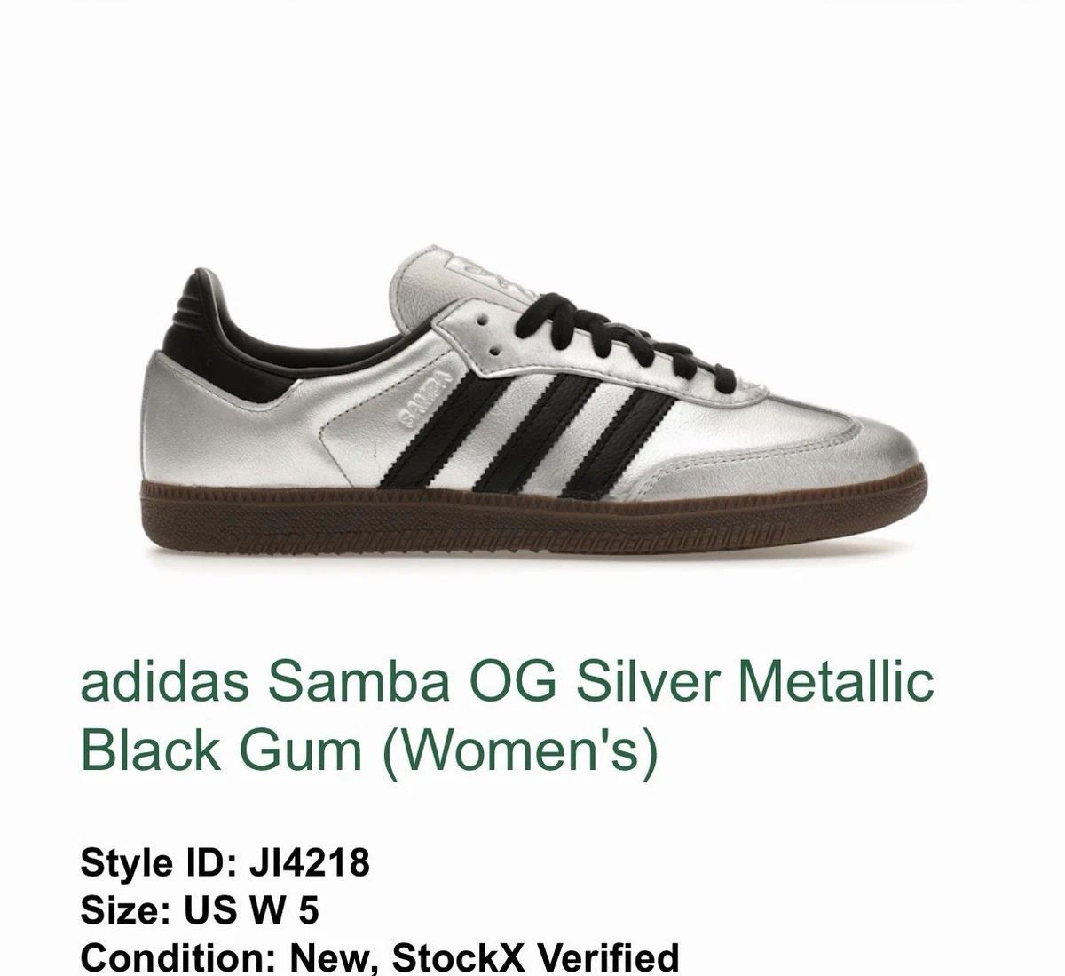 adidas Samba Silver Metallic Black Gum W for sale | eBay