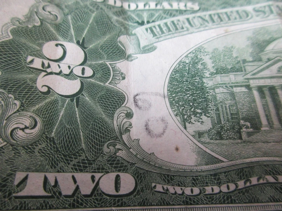 1928 G $2 BILL-TRIM ERROR-NARROW TOP BORDER - Image 2 of 4