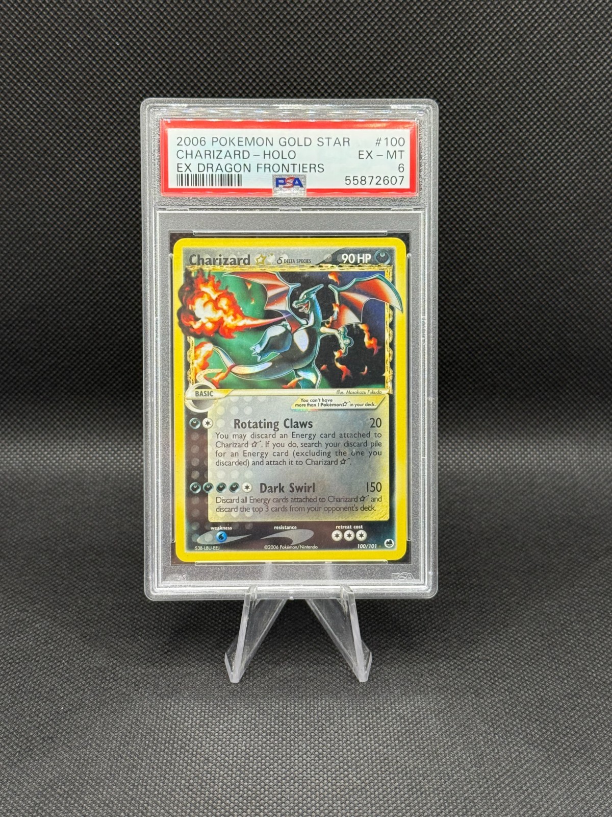 2006 POKEMON EX DRAGON FRONTIERS GOLD STAR #100 CHARIZARD-HOLO PSA 6