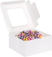 24pcs Cake Boxes, 10x10x5 Inches White with Window, for Bakery, Pastries