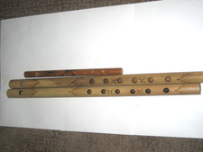 3 Vintage handmade Bamboo flutes, exotic handmade wind musical Instrument.